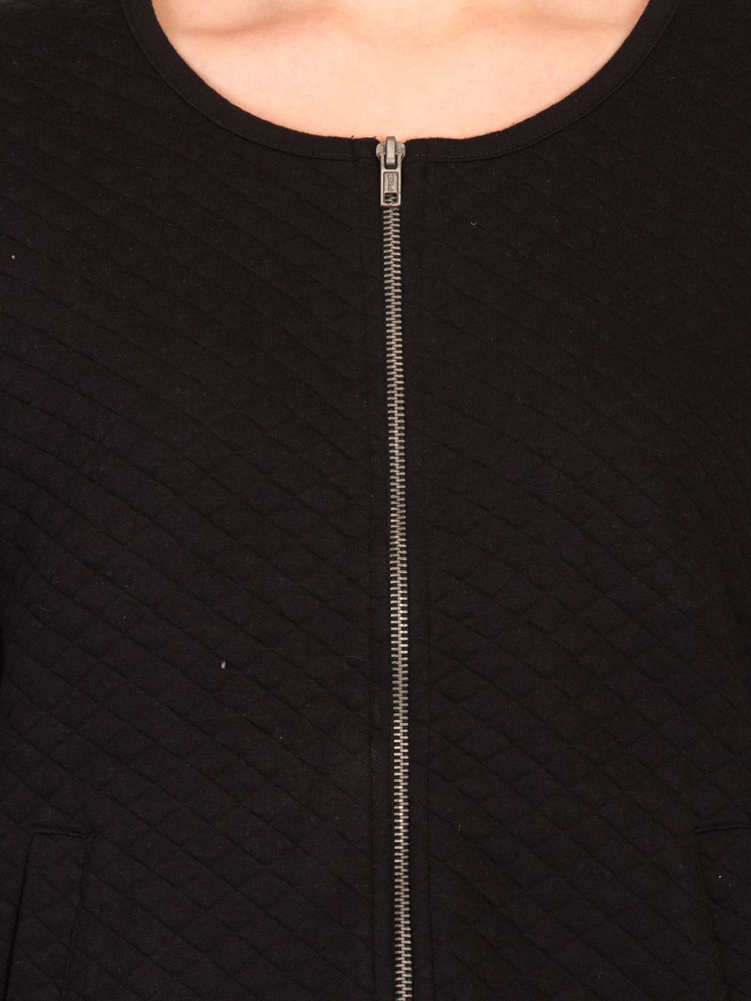 Kotty Women Black Self Design Open Front Jacket