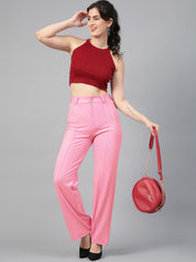 Kotty Women Relaxed Straight Fit High-Rise Easy Wash Trousers