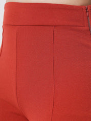 Kotty Women Orange Relaxed Straight Fit High-Rise Easy Wash Trousers