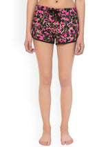 Kotty Women Pink & Black Printed Lounge Shorts KTTSLEEPSHORTS176