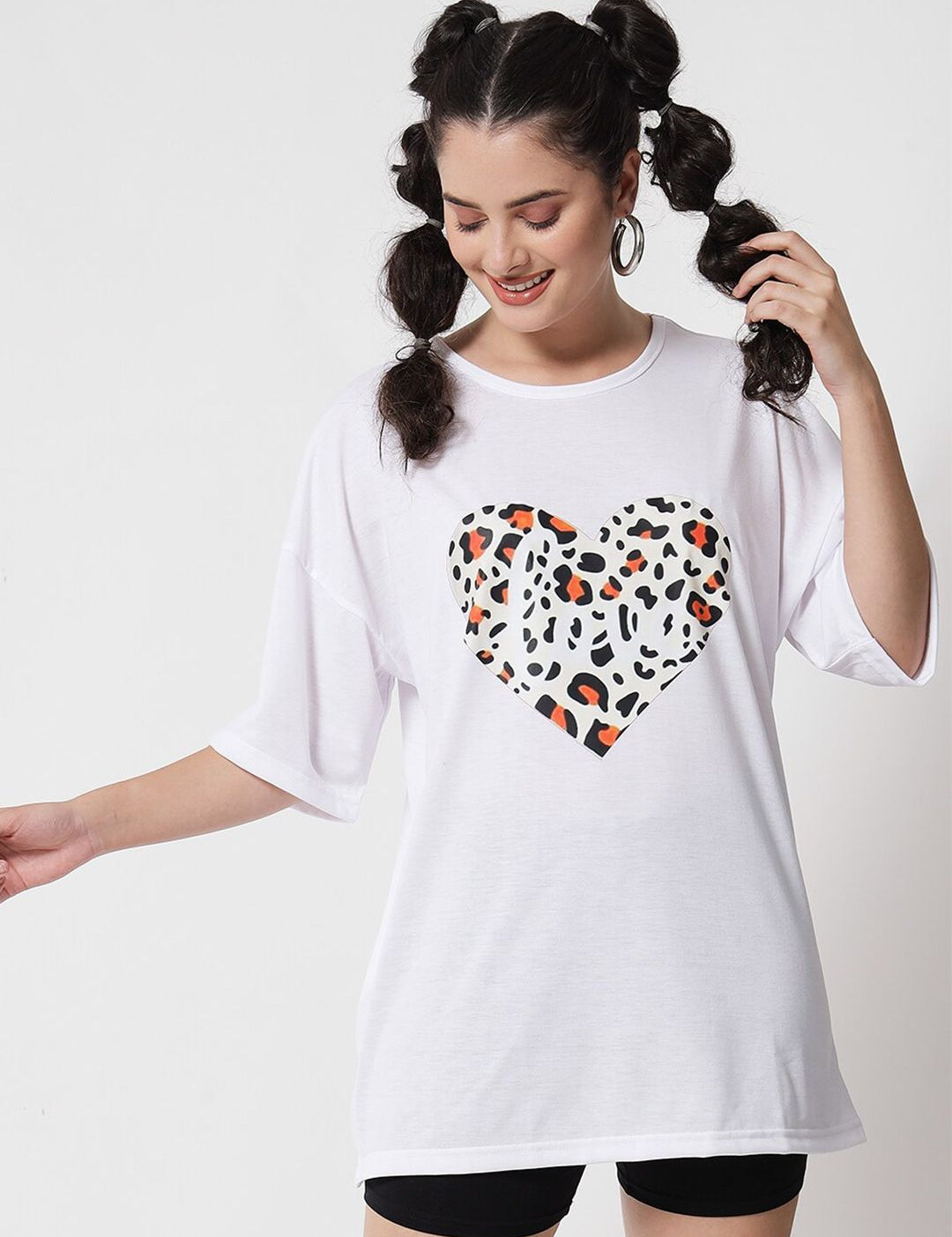 Kotty Animal Printed Loose Cotton T-shirt