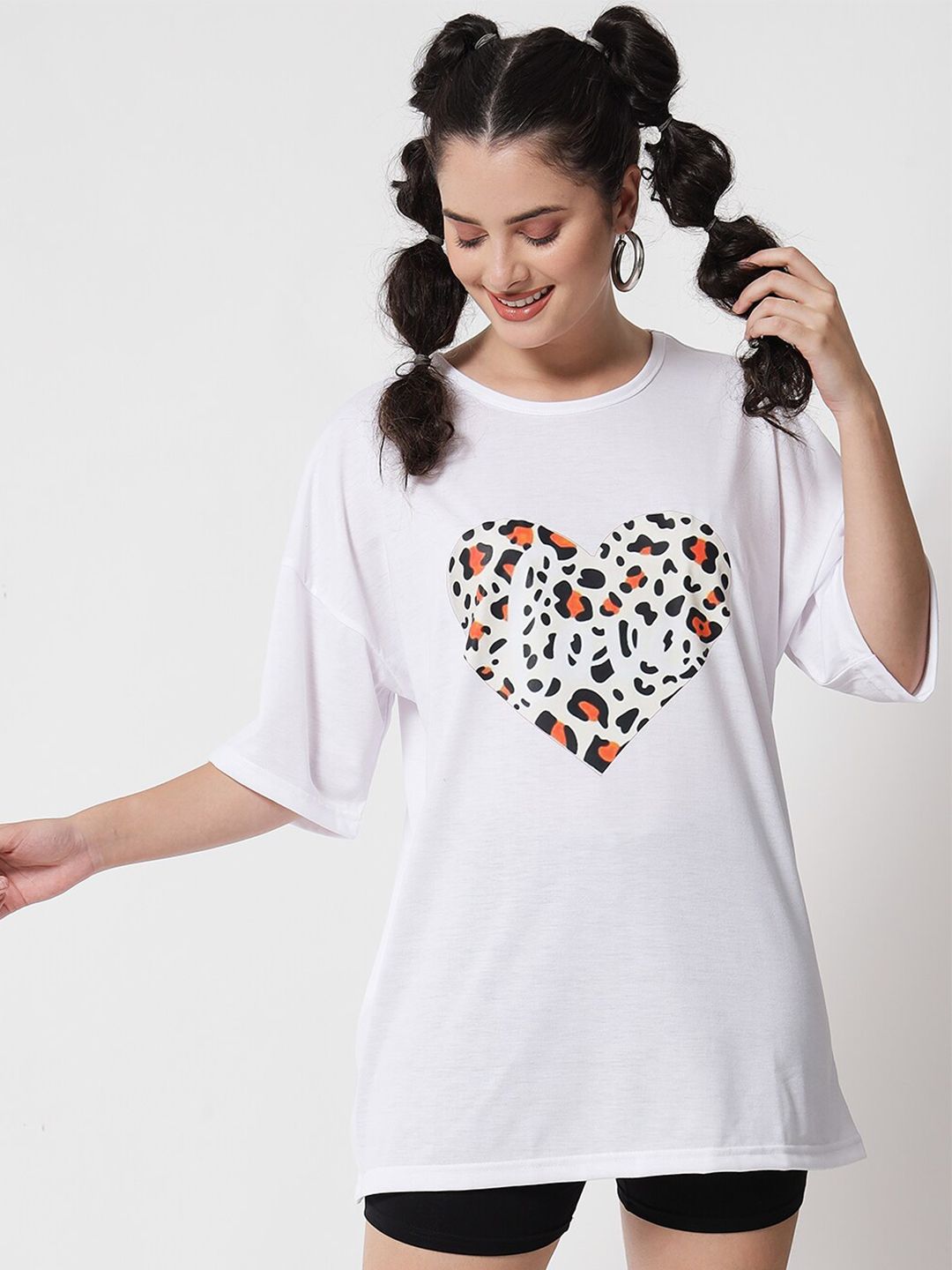 Kotty Animal Printed Loose Cotton T-shirt
