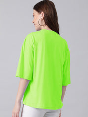 Kotty Typography Printed Drop-Shoulder Sleeves T-shirt