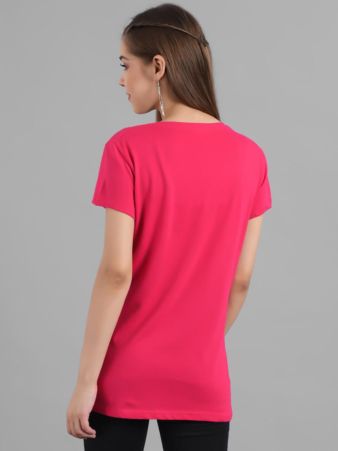 Kotty Women Pink Printed Round neck Neck T-shirt