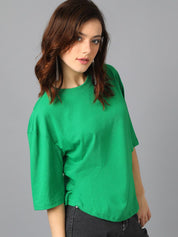 KOTTY Basics Round Neck Drop-Shoulder Sleeves Oversized T-shirt
