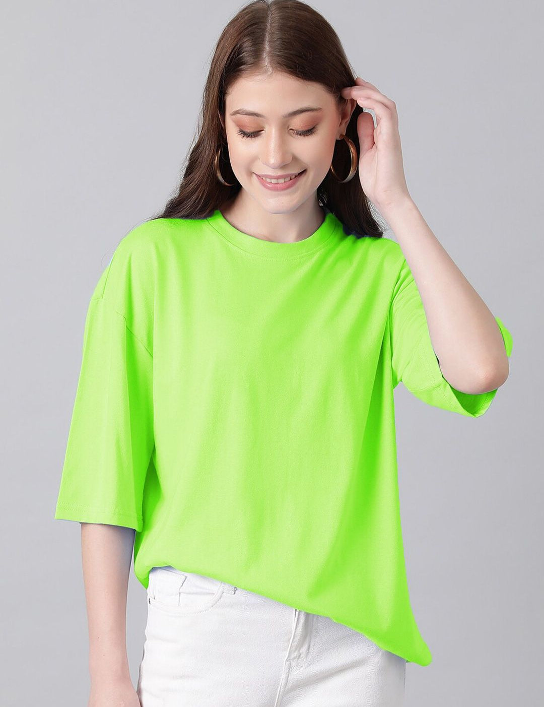 KOTTY Basics Basics Round Neck Drop-Shoulder Sleeves Oversized T-shirt