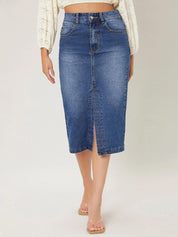 Kotty Front Slit Pencil Midi Skirt