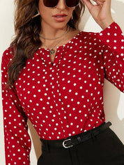 Kotty Red Polka Dot Printed Top