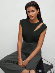 Kotty Black Cut Out Sleeveless Top