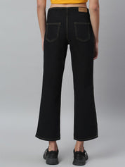 Kotty Women Black Flared High-Rise Clean Look Jeans