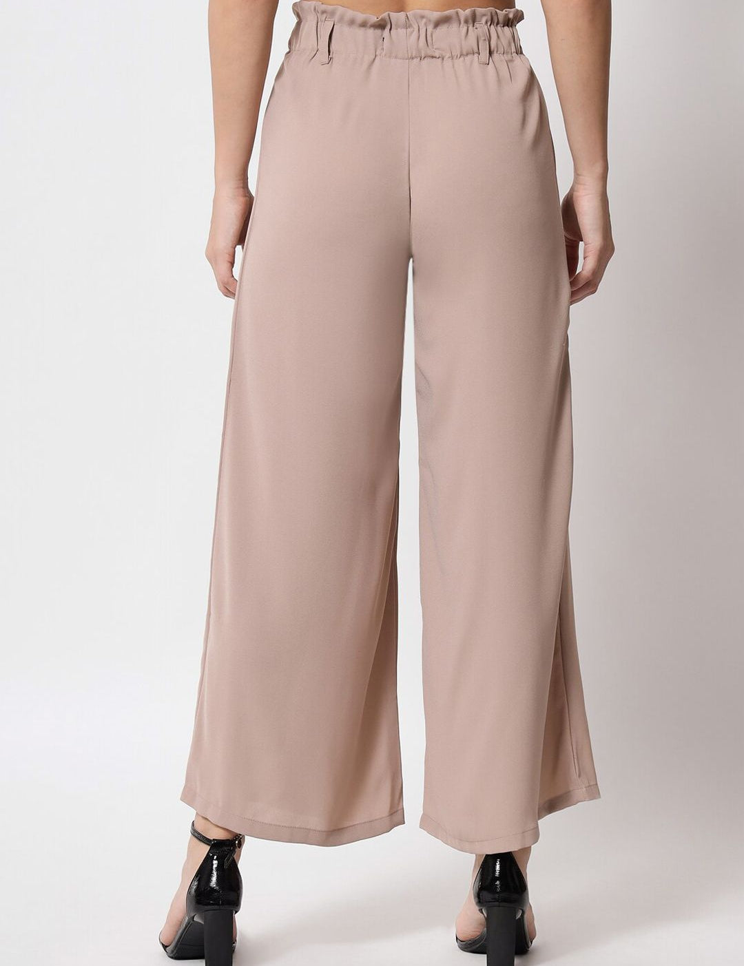 Kotty Women Relaxed Flared High-Rise Easy Wash Pleated Trousers