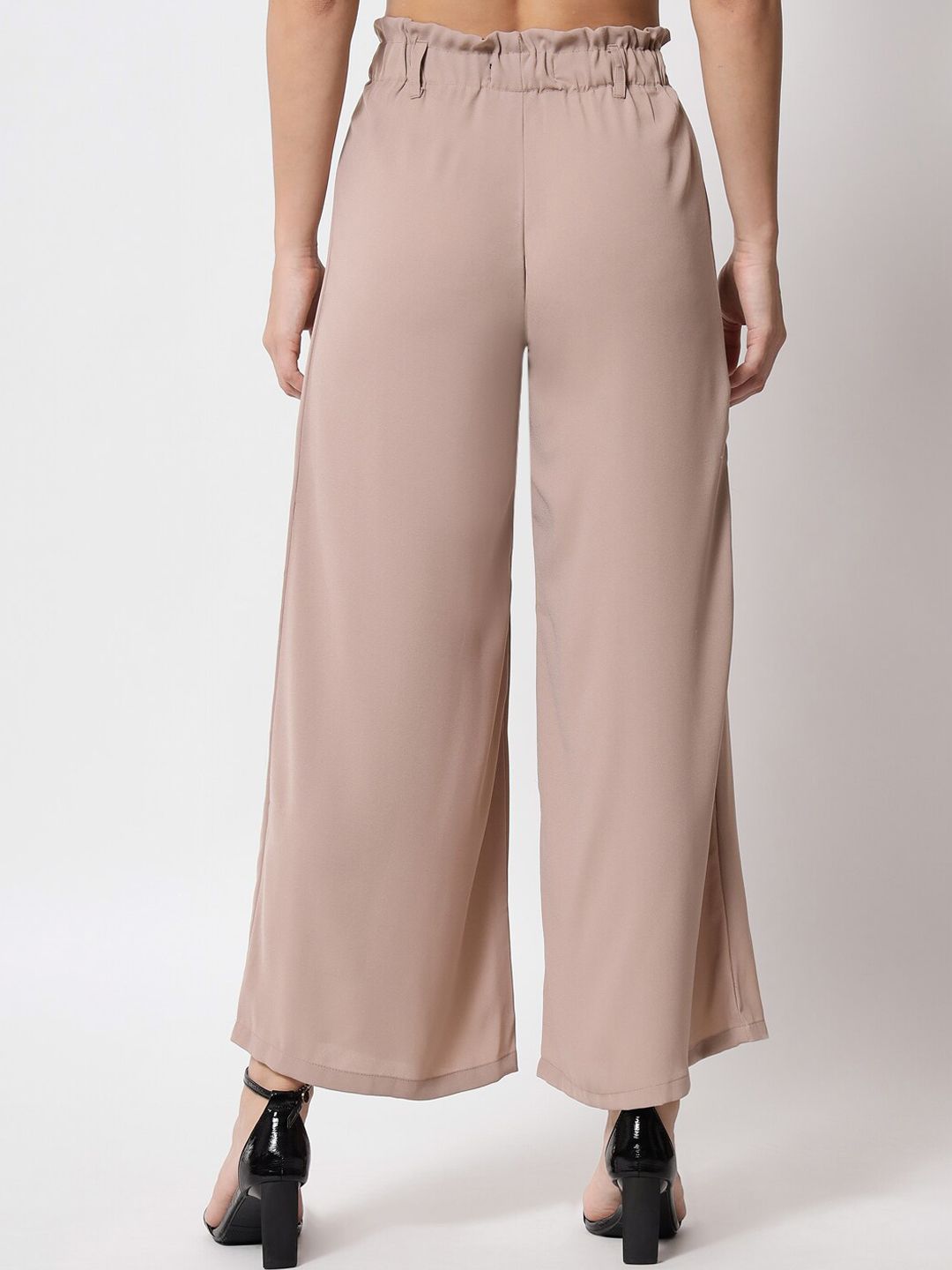 Kotty Women Relaxed Flared High-Rise Easy Wash Pleated Trousers