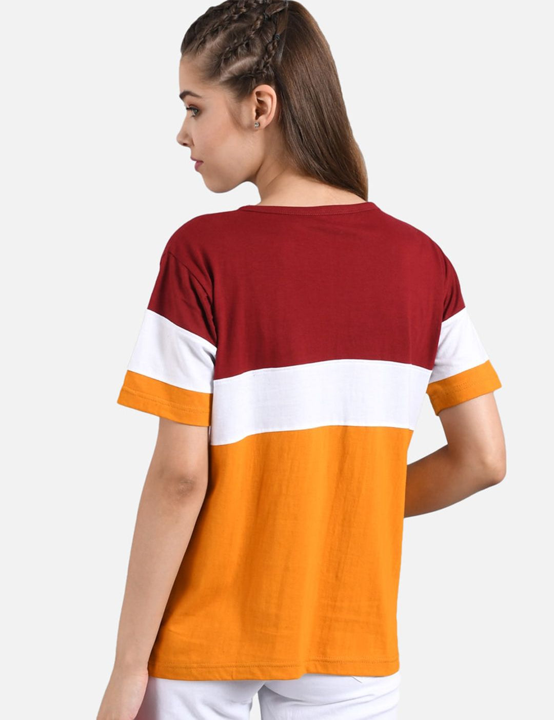 Kotty Women Set Of 2 Colourblocked Round Neck T-shirts