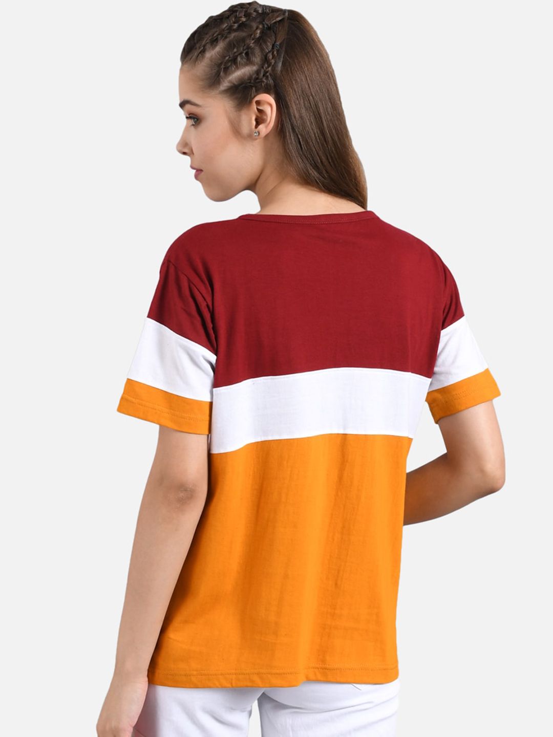 Kotty Women Set Of 2 Colourblocked Round Neck T-shirts