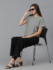 Kotty Round Neck Extended Sleeves Cotton T-shirt