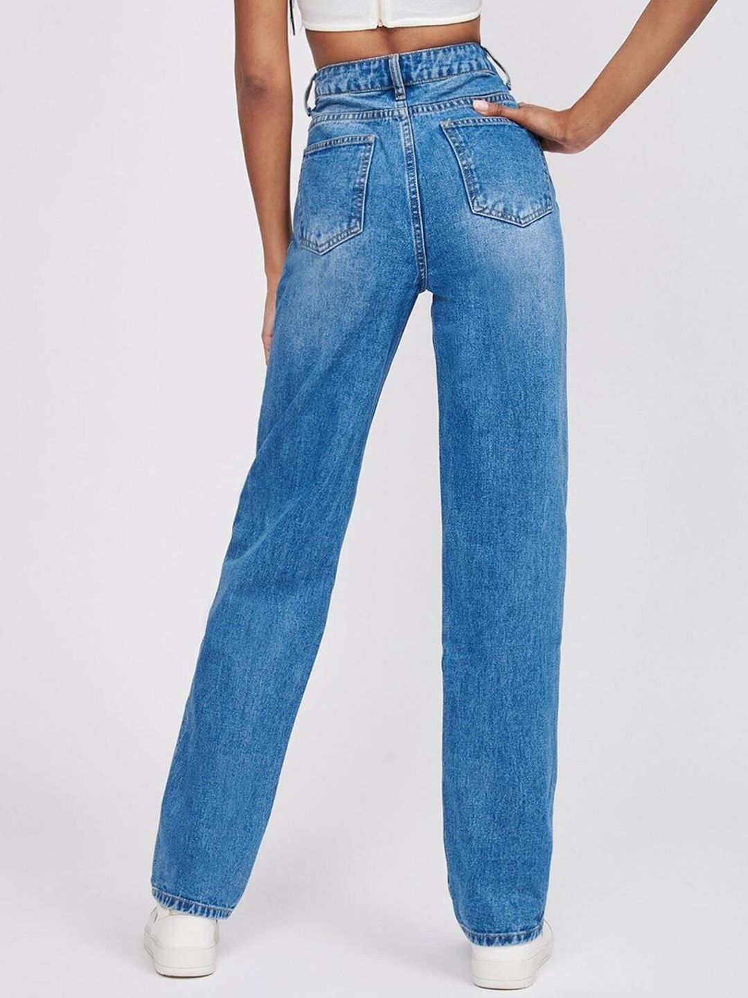 Kotty Women Jean Straight Fit Heavy Fade High-Rise Stretchable Jeans