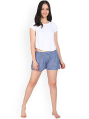 Kotty Women Blue Printed Lounge Shorts KTTSLEEPSHORTS212
