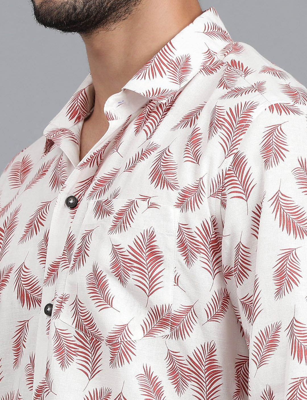 Kotty Men Spread Collar Floral Printed Casual Shirt
