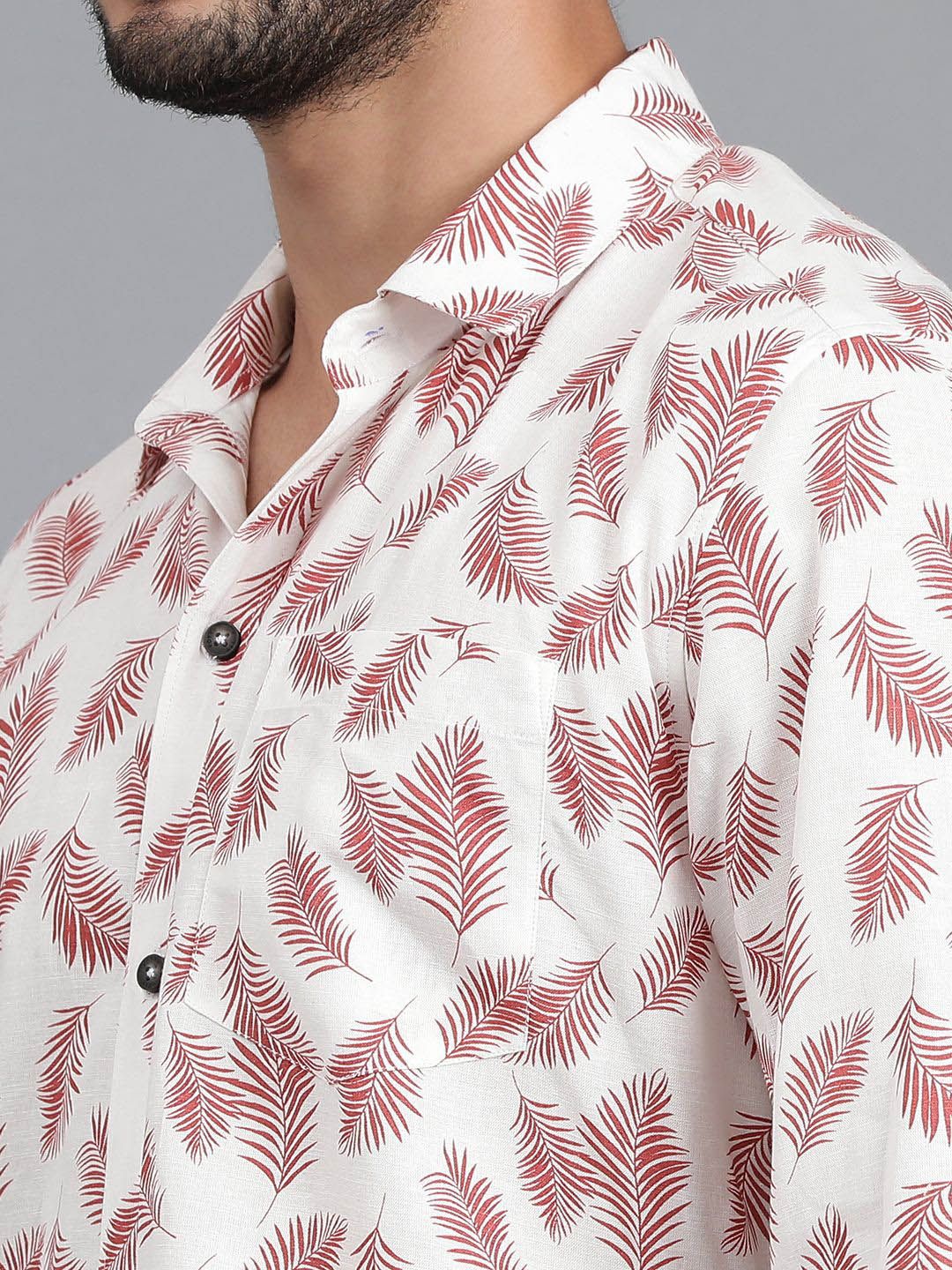 Kotty Men Spread Collar Floral Printed Casual Shirt