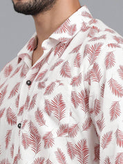 Kotty Men Spread Collar Floral Printed Casual Shirt