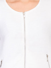 Kotty Women White Self Design Tailored Jacket