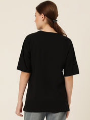 KOTTY Basics Graphic Printed Drop-Shoulder Sleeves Oversized T-shirt