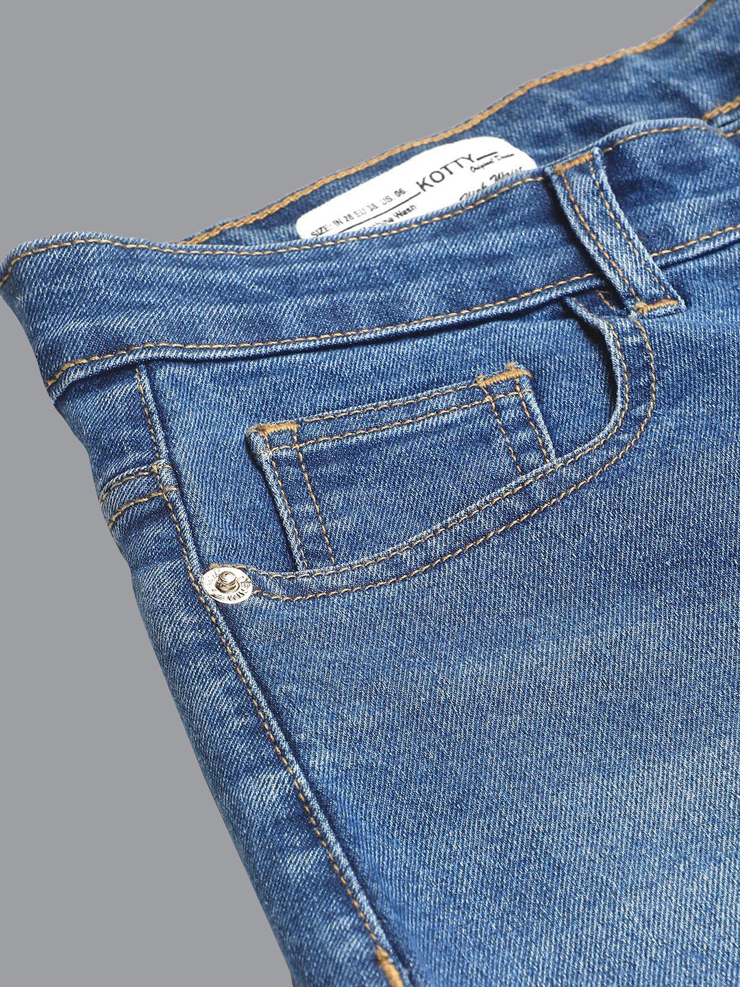 Kotty Women Jean Wide Leg High-Rise Light Fade Stretchable Side Slits Jeans