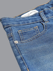 Kotty Women Jean Wide Leg High-Rise Light Fade Stretchable Side Slits Jeans