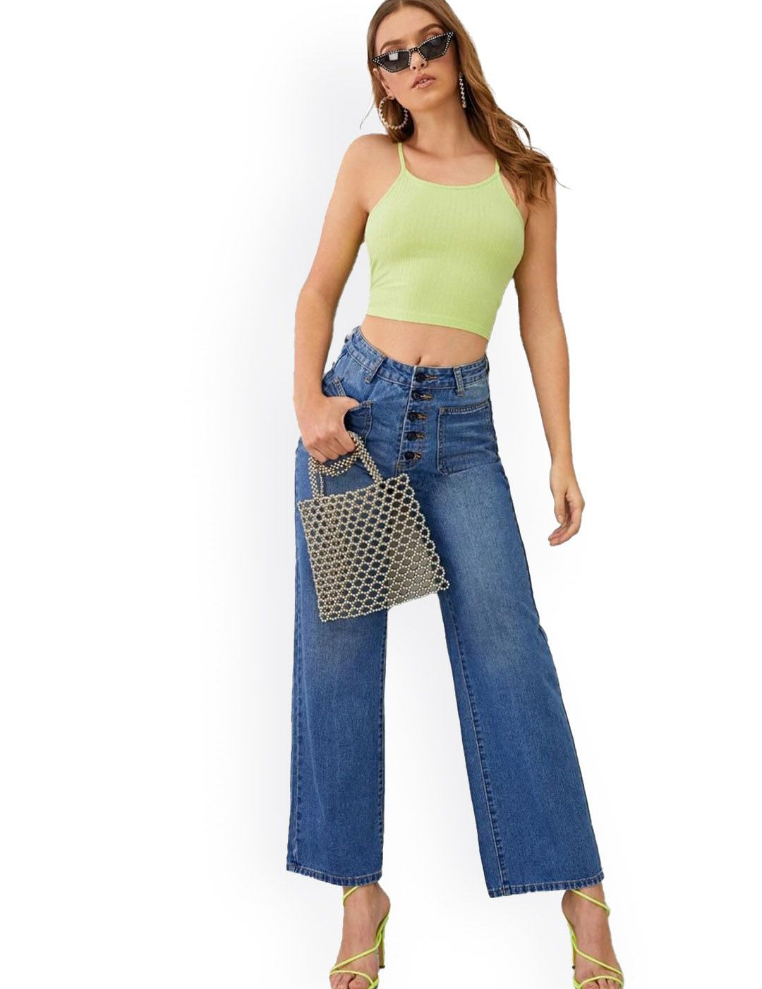 Kotty Women Straight Fit High-Rise Clean Look Light Fade Stretchable Jeans