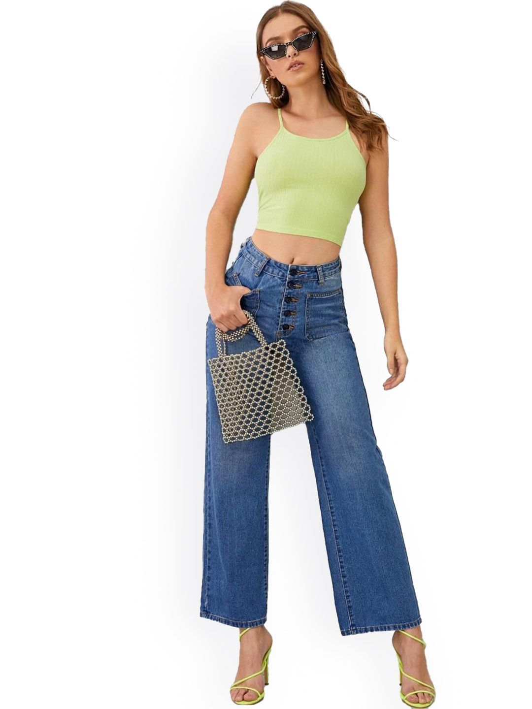 Kotty Women Straight Fit High-Rise Clean Look Light Fade Stretchable Jeans