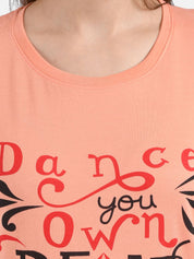 Kotty Women Pack of 2 Peach-Coloured & Red Printed Round Neck T-shirts