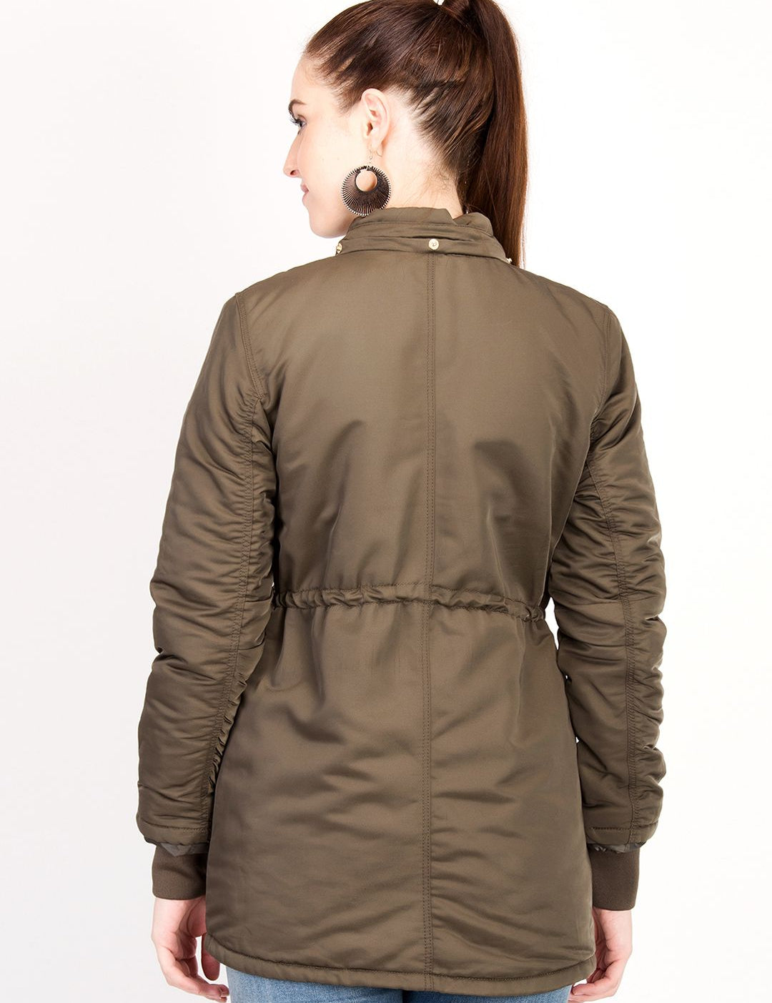 Kotty Women Brown Solid Insulator Longline Parka