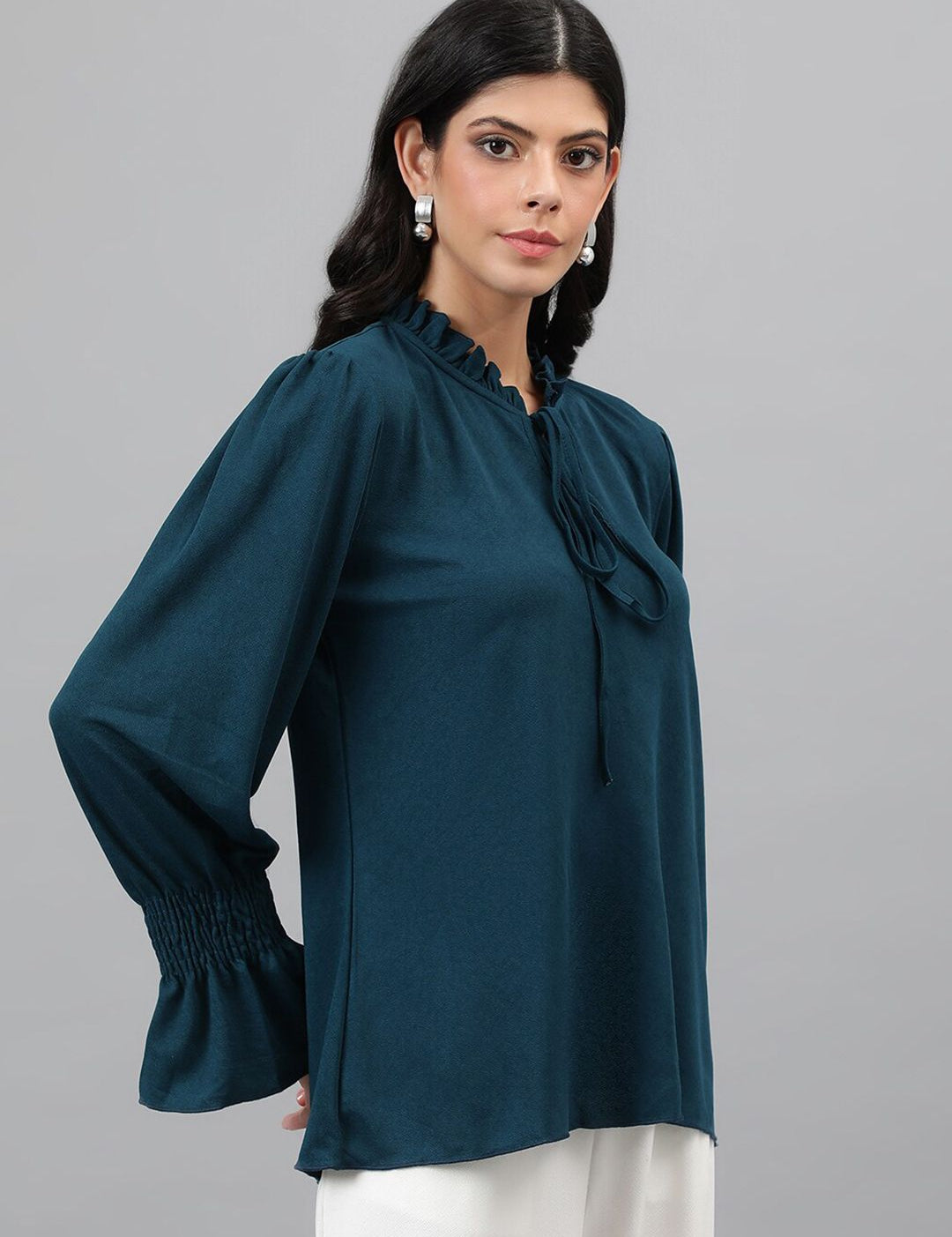 Kotty Tie-Up Neck Bell Sleeve Top
