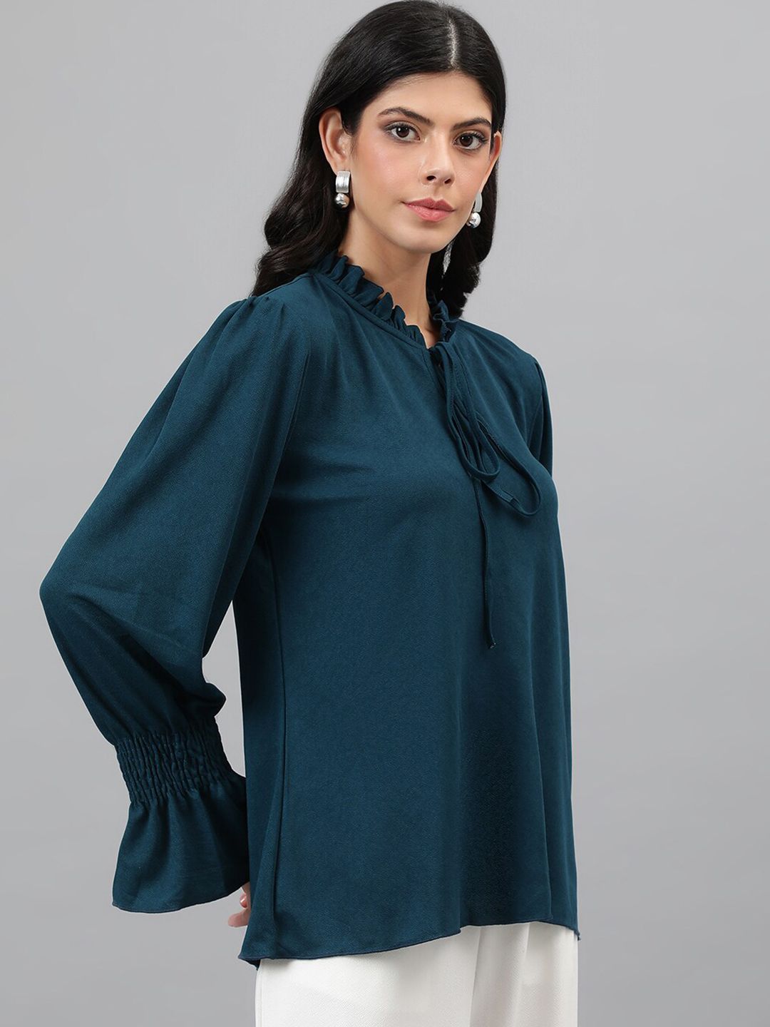 Kotty Tie-Up Neck Bell Sleeve Top