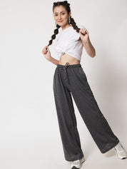 Kotty Women Grey Relaxed High-Rise Easy Wash Trousers