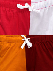 Kotty Women White & Yellow Colourblocked Lounge Shorts