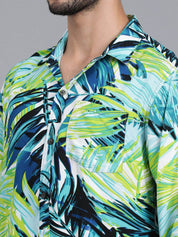 Kotty Men Spread Collar Tropical Printed Casual Shirt