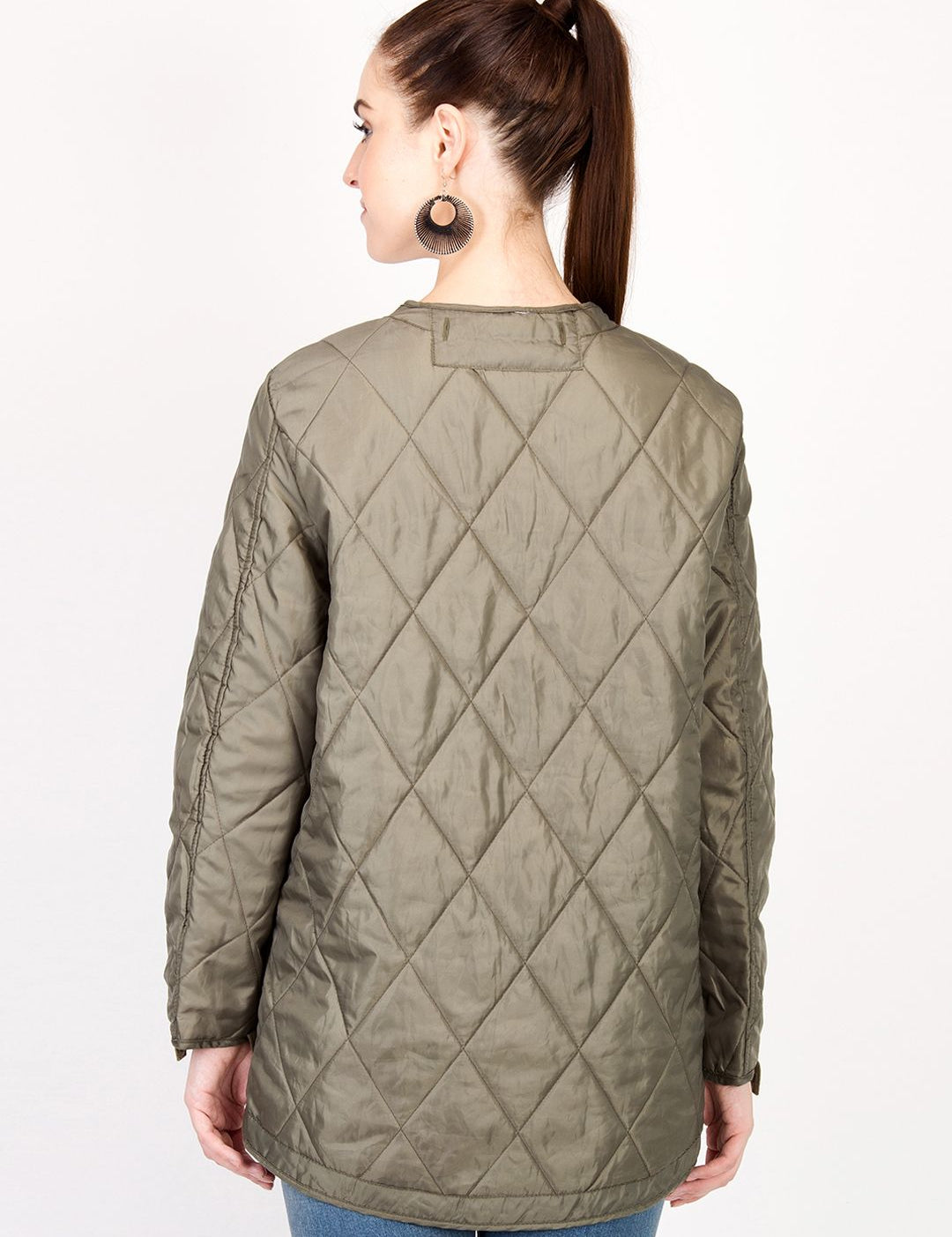 Kotty Women Brown Solid Insulator Longline Quilted Jacket