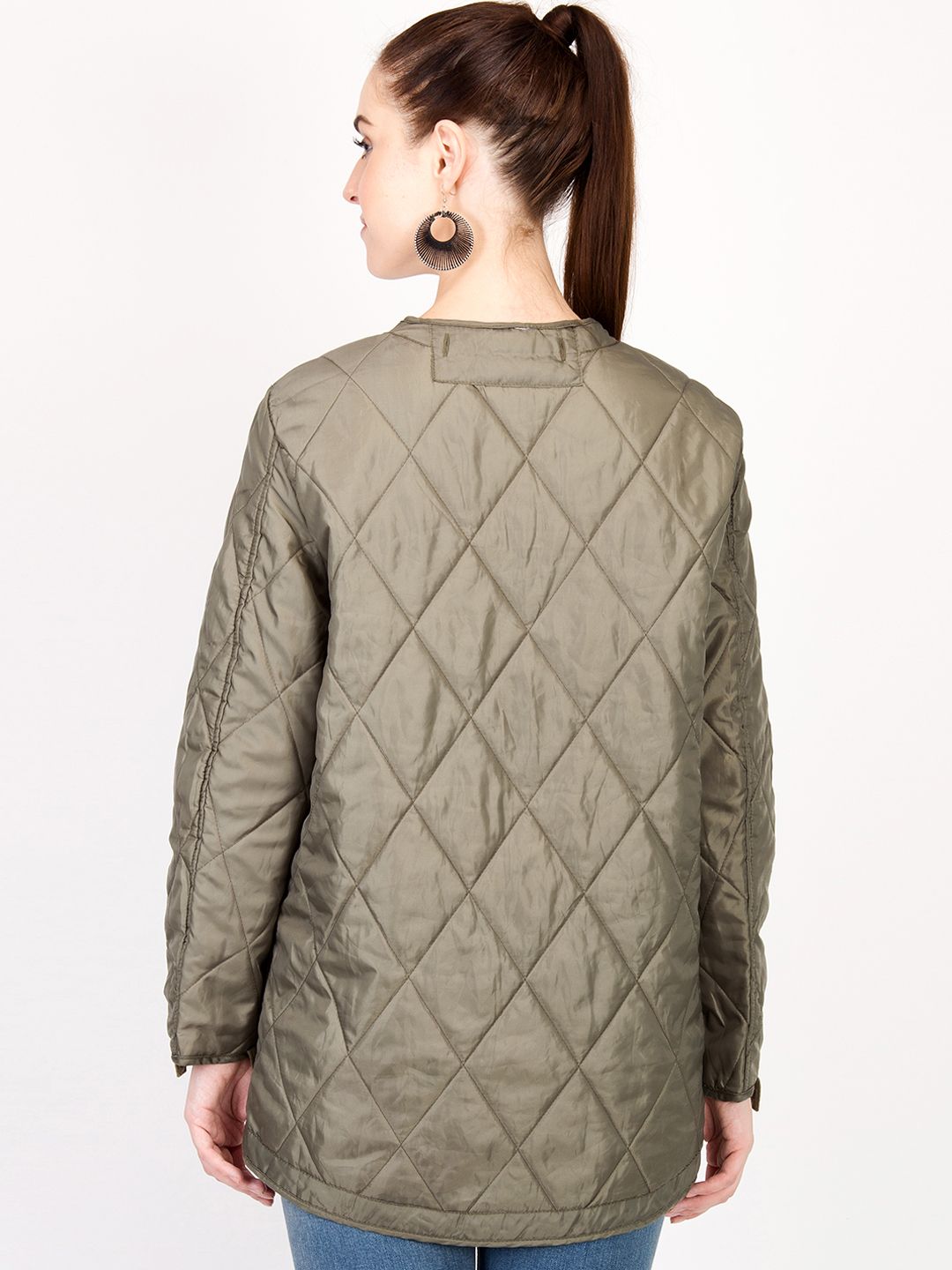 Kotty Women Brown Solid Insulator Longline Quilted Jacket