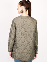 Kotty Women Brown Solid Insulator Longline Quilted Jacket