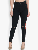 Kotty Women Black Skinny Fit High-Rise Slash Knee Jeans
