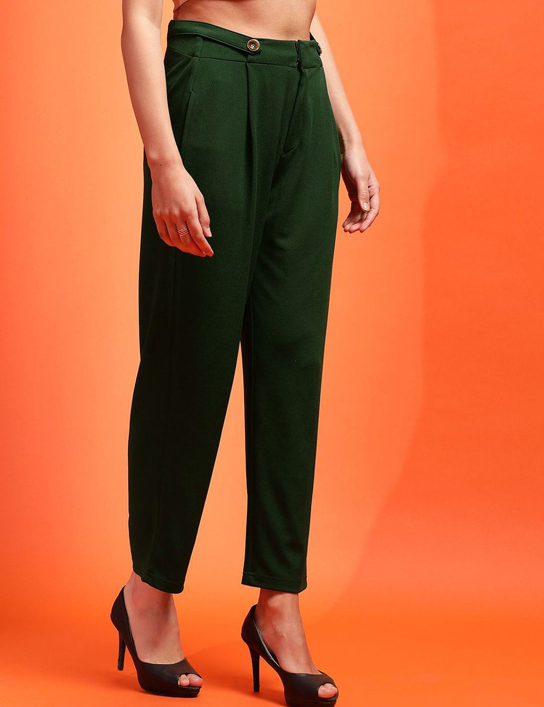 Kotty Women Relaxed High-Rise Easy Wash Pleated Peg Trousers