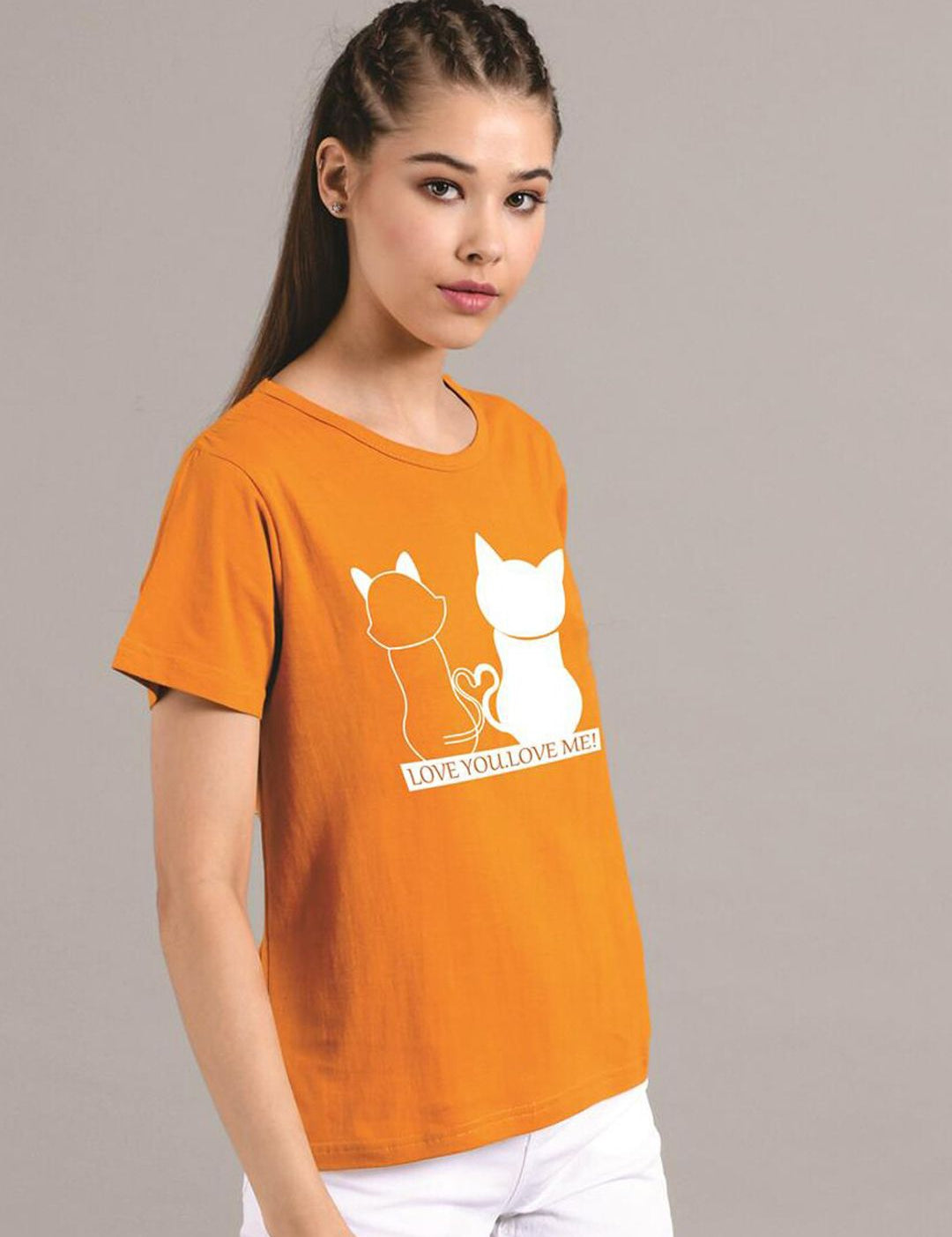 Kotty Women Mustard Printed Round Neck T-shirt