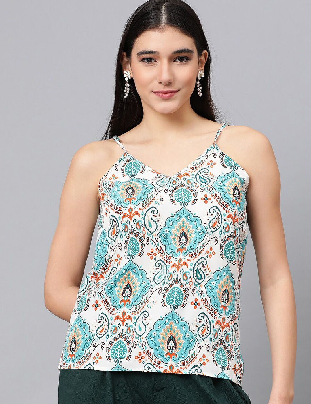 Kotty Ethnic Printed Shoulder straps Top