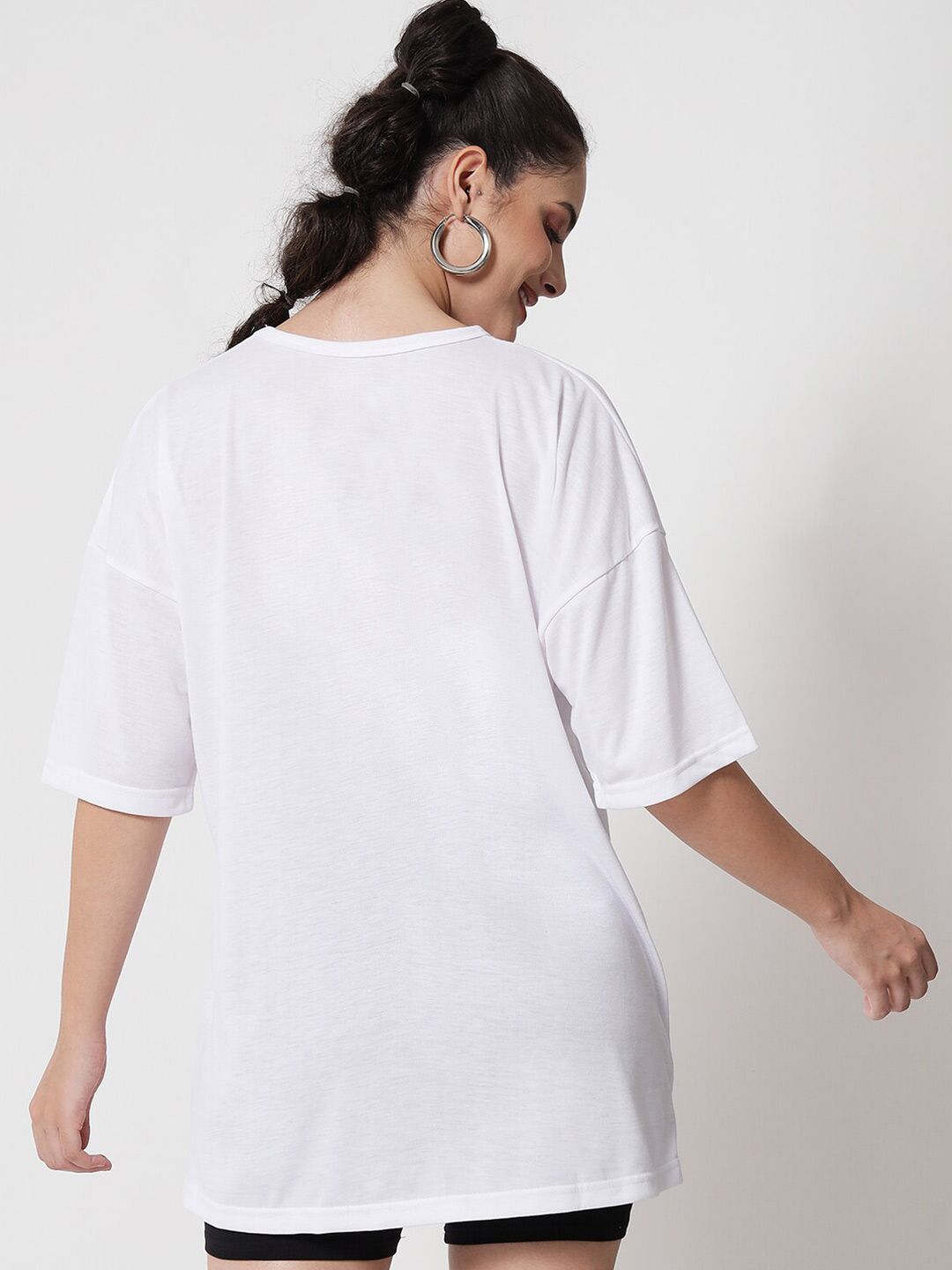 Kotty Women White Extended Sleeves Oversized T-shirt