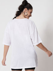 Kotty Women White Extended Sleeves Oversized T-shirt