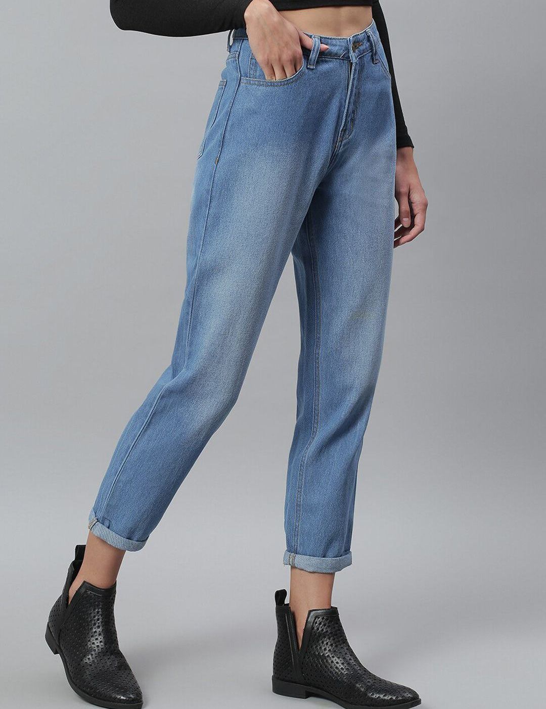 Kotty Women Blue Regular Fit High-Rise Clean Look Stretchable Jeans