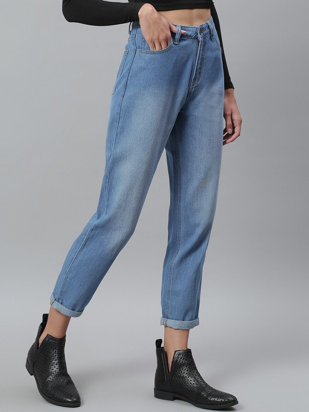 Kotty Women Blue Regular Fit High-Rise Clean Look Stretchable Jeans