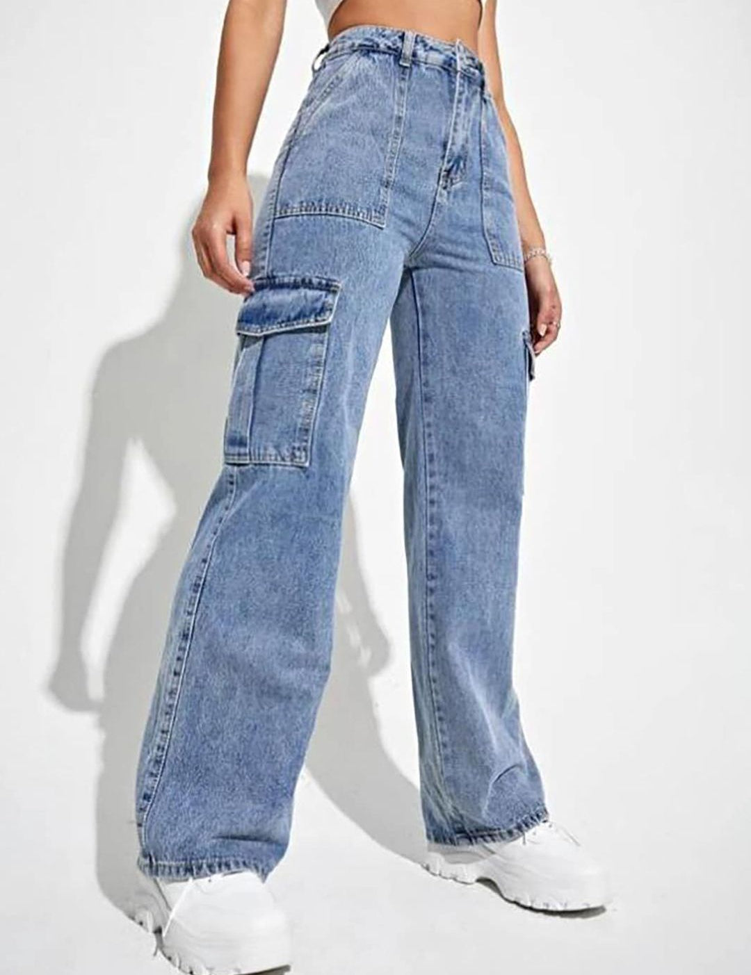 Kotty Blue Women Jean Straight Fit High-Rise Clean Look Heavy Fade Stretchable Jeans