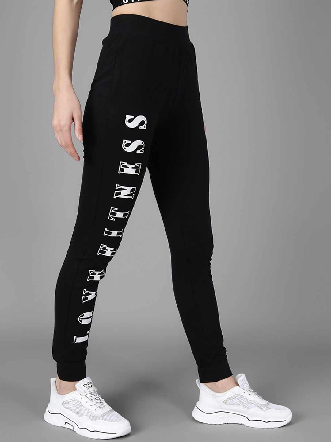 Kotty Women Black & White Printed Joggers